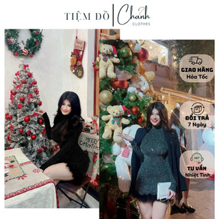Đầm Body Len Tay Dài QC Phối Lông Sexy Sang Chảnh