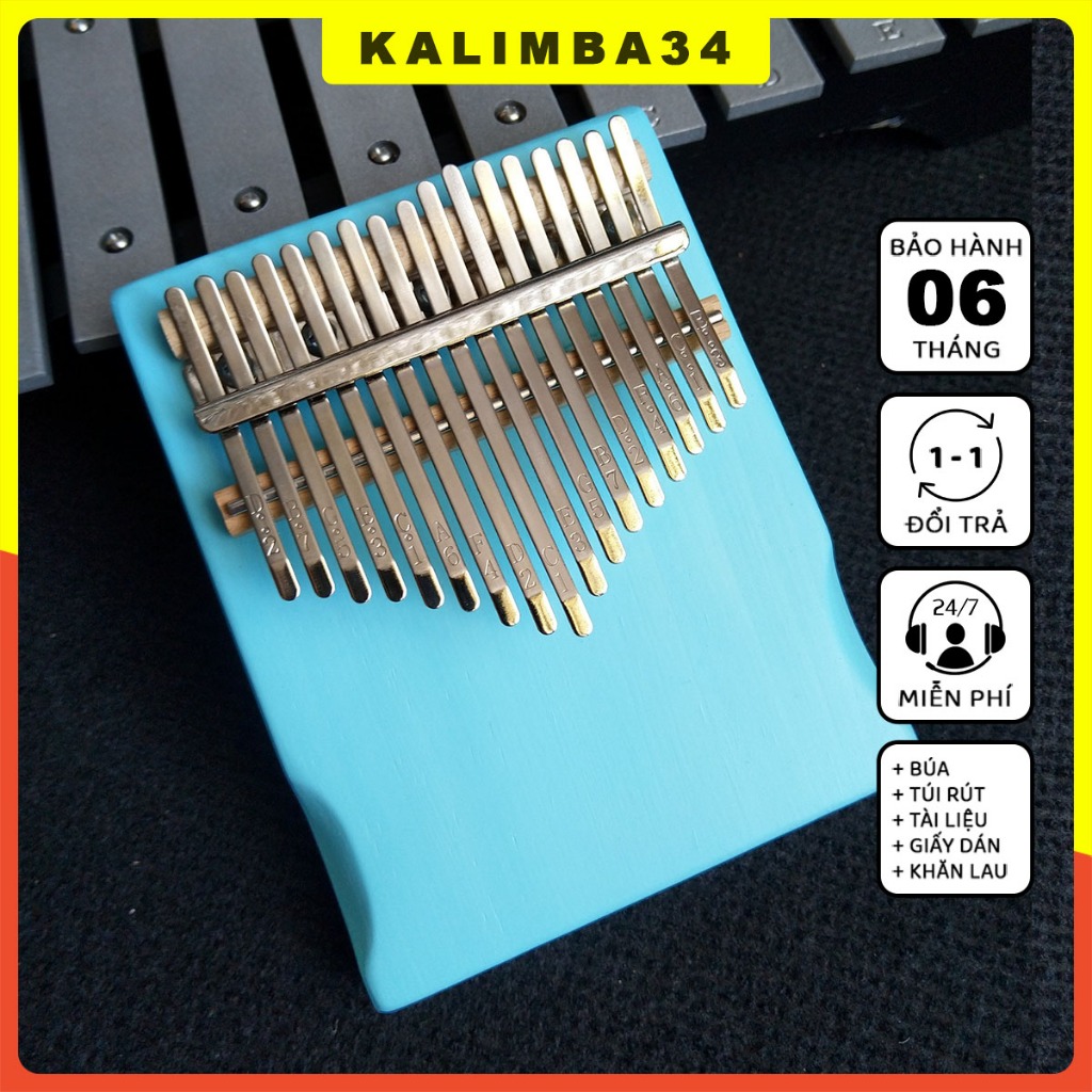Đàn kalimba 17 phím màu xanh ngọc KL34, Kalimba giá tốt cho bé phát triển âm nhạc kèm phụ kiện hấp dẫn
