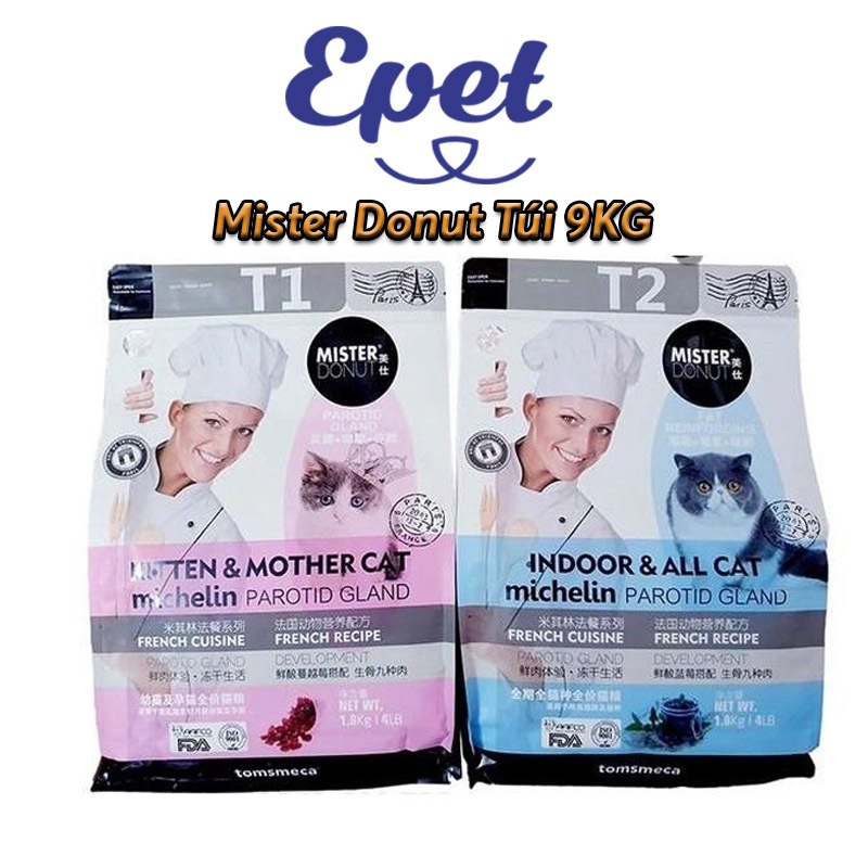9KG - Hạt Cao Cấp Mister Donut Siêu Topping T Serires Cho mèo