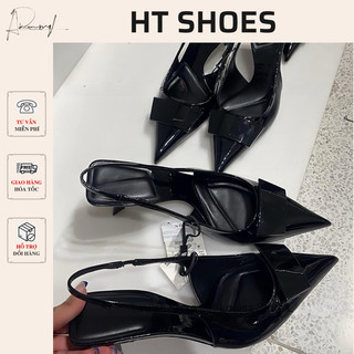 Giày sandal cao gót Z da bóng mũi nhọn đính hoạ tiết trơn đế cao 5cm phong cách công sở nữ tính cho phái nữ #8123#25058