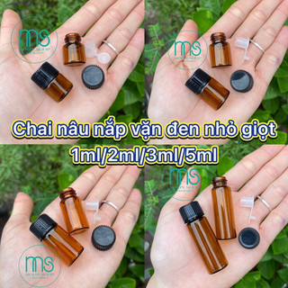 Sỉ 100 chai thuỷ tinh nắp nhựa 1ml,2ml,3ml,5ml nhỏ giọt
