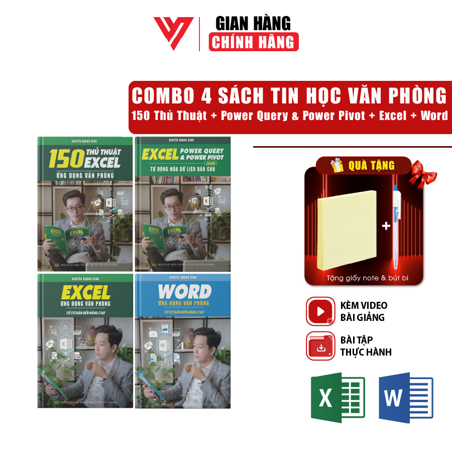 Combo 4 Sách Power Querry Power Pivot Và Excel Và 150 Thủ Thuật Excel và Word Từ Cơ Bản Đến Nâng Cao