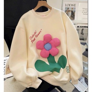  Ảnh thật  Áo nỉ Sweater dày dặn đính bông hoa nổi 3D siêu dễ thương phong cách hàn quốc 
