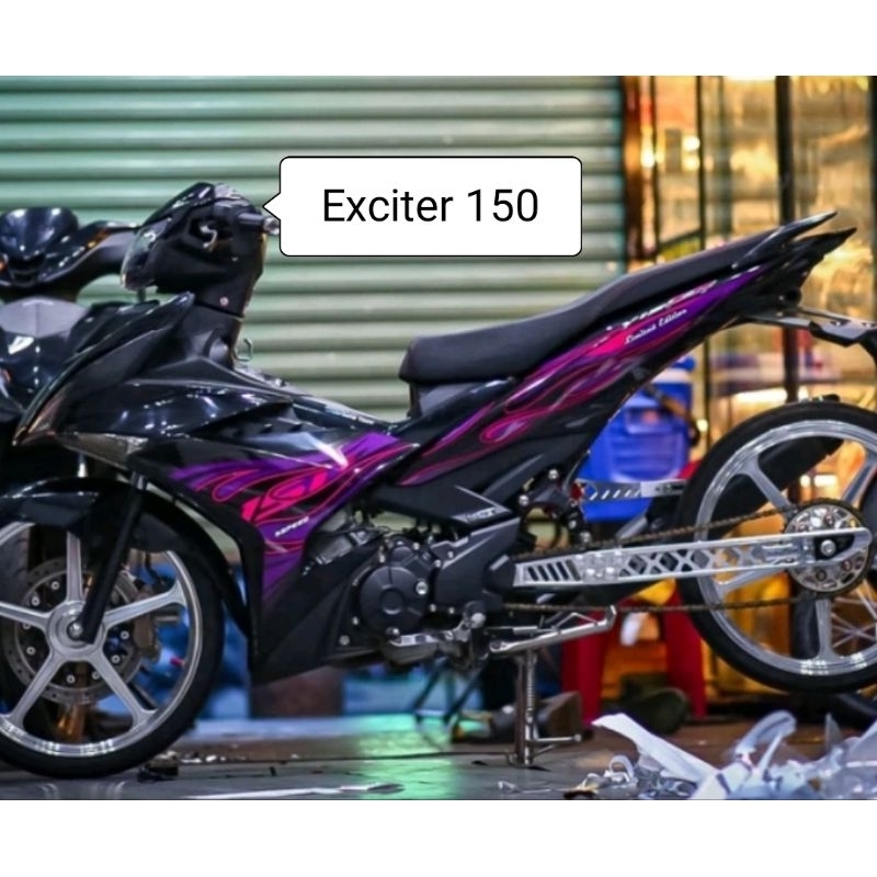 Tem Lửa Exciter 150 Tím Hồng Đen - Decal Cao Cấp