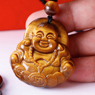 Mặt phật di lặc mắt hổ vàng nâu 3.5cm- nq jewelry
