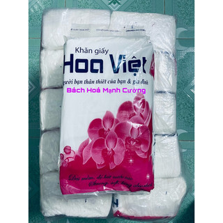 Khăn giấy ăn ô vuông Hoa Việt combo 10 bịch nhỏ x 180g.