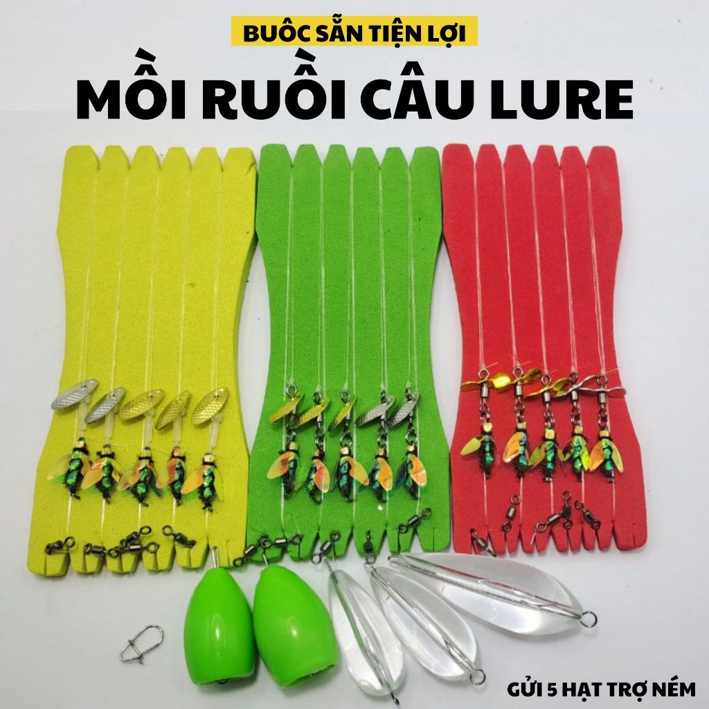 5 Bộ Mồi Ruồi Có Cánh Mẫu Mới Nhất Câu Lure Cá Mương ,Rô Phi,Chày Suối,..Gửi Kèm 5 Hạt Trợ Lực