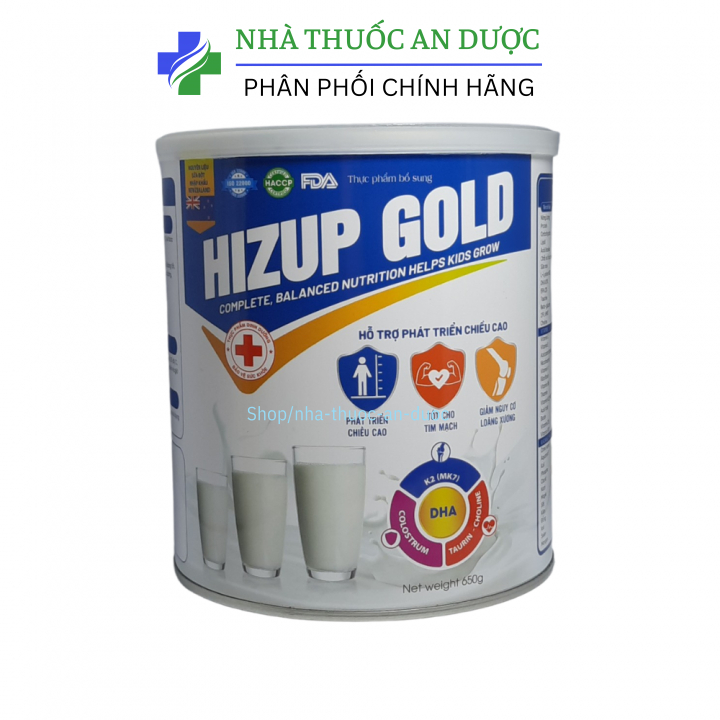 Sữa bột Hizup Gold giúp bổ sung vitamin, chắc khoẻ xương hộp 650g
