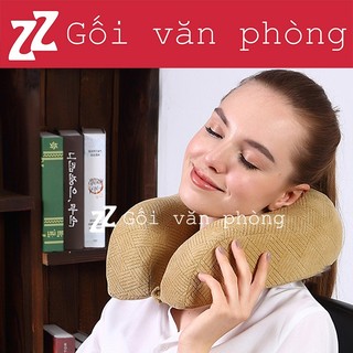Gối chữ U đỡ cổ cao su non 2 lớp vỏ cỡ lớn có khuy cài GLC-01
