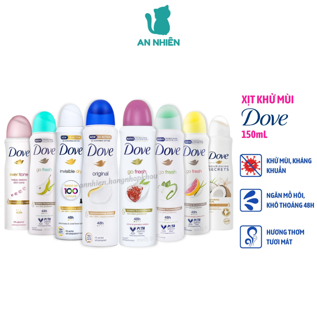 Xịt khử mùi toàn thân nữ Dove Go Fresh 150ml