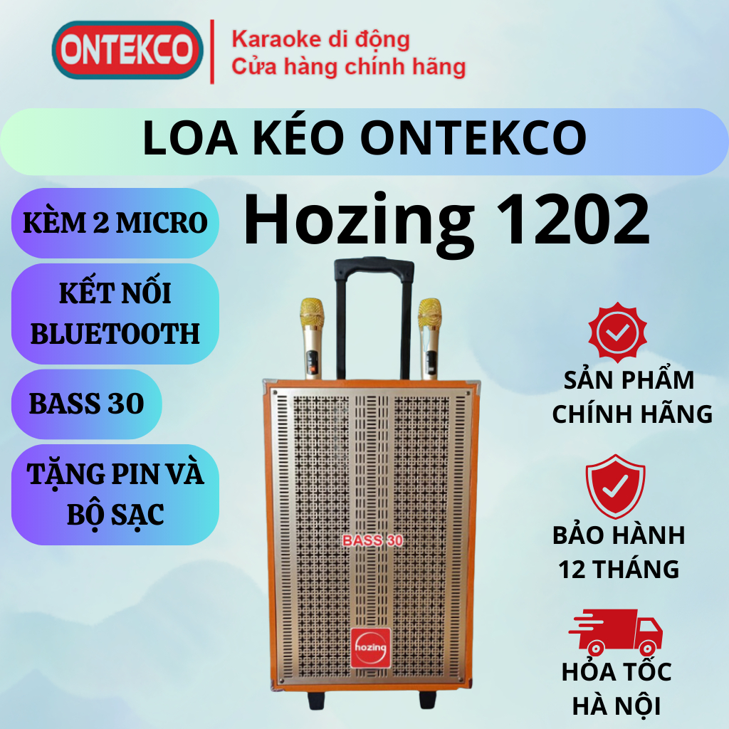Loa kéo ONTEKCO Hozing 1202 bass 30CM Nghe Nhạc Hát karaoke Trong Nhà - Ngoài Trời Cực Hay- Bảo Hành Chính Hãng 12 Tháng
