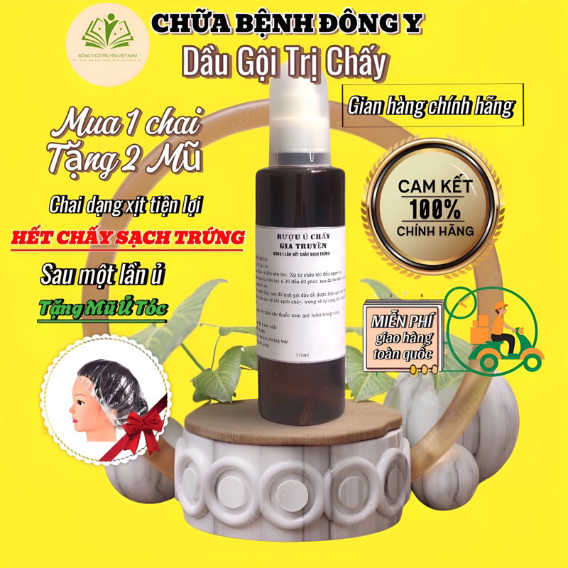 Dầu Gội Diệt Chấy Chí. Ủ Chấy Gia Truyền. Diệt Chấy Tận Gốc, hiệu quả-an toàn sau một lần Ủ, chai 150mll