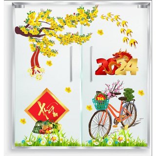 Decal dán kính trang trí tết decal dán kính xuân giáp thìn 2024PK623 (Không phai màu)
