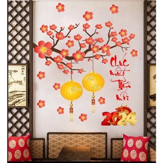 Decal dán tường Cành đào tết PK516 (Có sẵn keo)