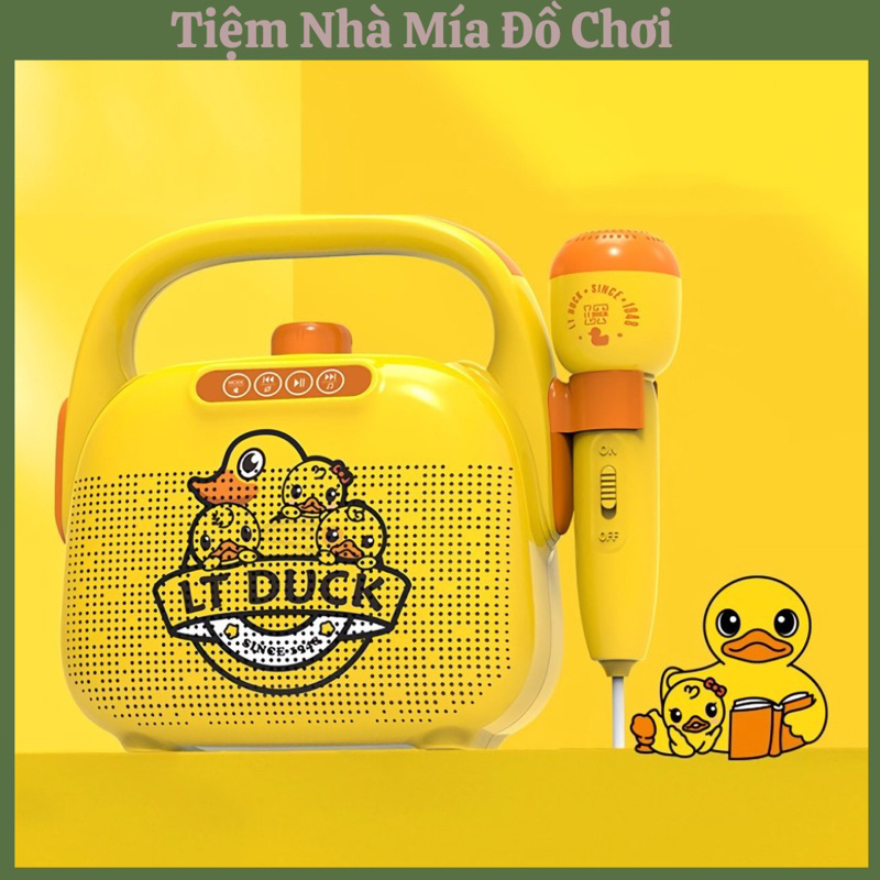 Loa Micro Hát Karaoke Bluetooth Chú Vịt Vàng Cao Cấp Cho Bé, Kèm Dây USB Kết Nối, Quà Tặng Sinh Nhật Dành Cho Bé
