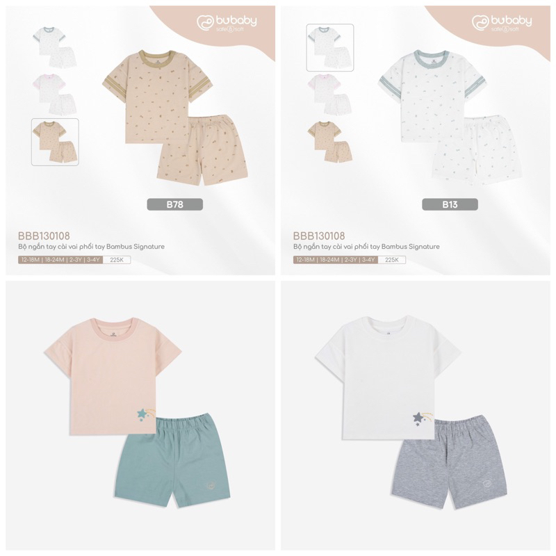 BU BABY Bộ quần áo ngắn tay thương hiệu Bu Baby cho bé