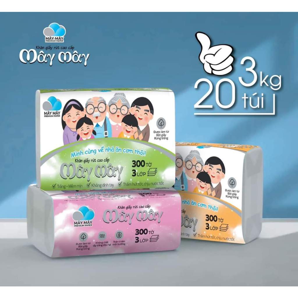 Giấy Rút Mây Mây Thùng 27 Gói Nhỏ Gọn,Hàng Tặng Kèm Theo Đơn Khẩu Trang 5D Thịnh Phát.