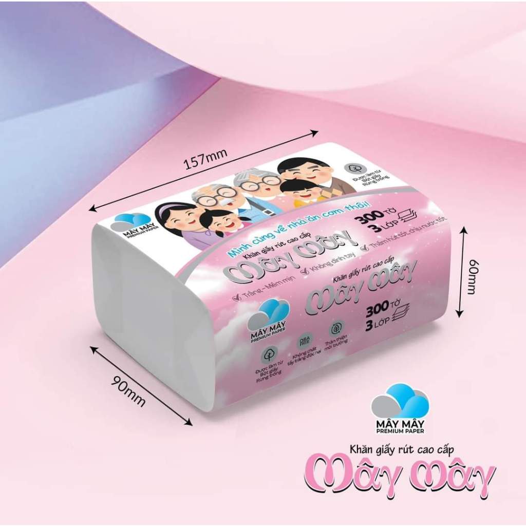 Giấy Rút Mây Mây Thùng 27 Gói Nhỏ Gọn,Hàng Tặng Kèm Theo Đơn Khẩu Trang 5D Thịnh Phát.