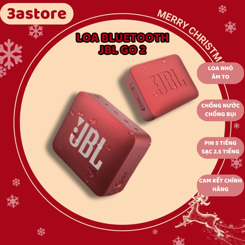 Loa bluetooth mini bass mạnh JBL Go 2 giá rẻ - 3.1W loa du lịch full box chống nước tiêu chuẩn IPX7 - 3astore