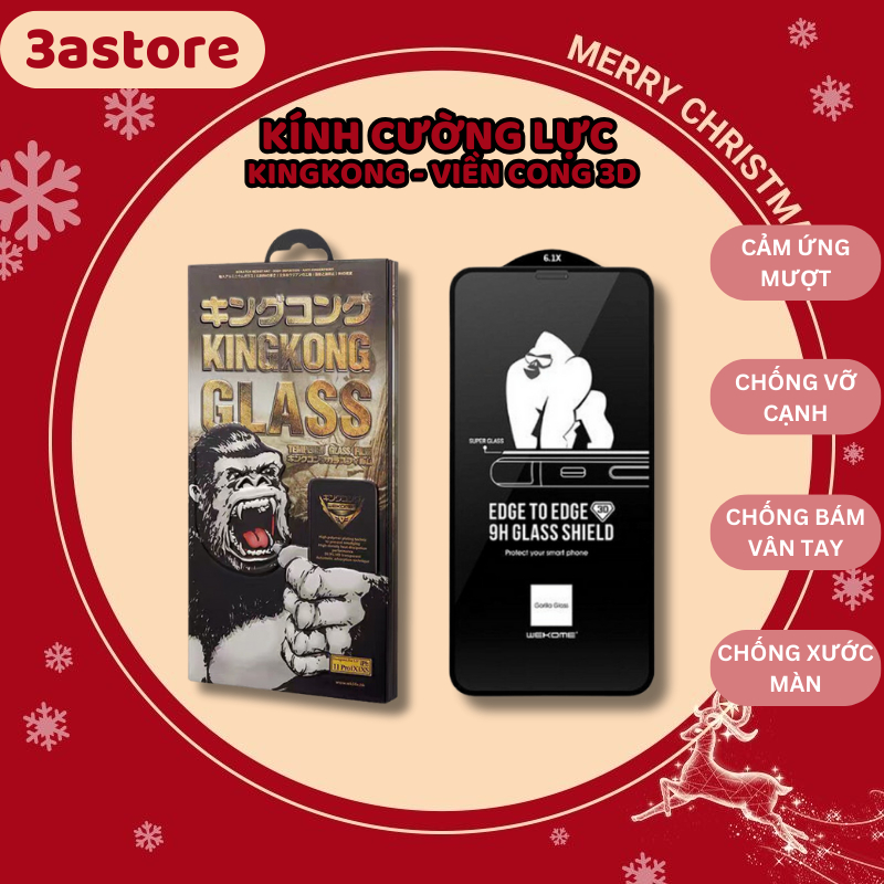 Kính cường lực iphone KingKong 3D full màn WK Wekome cho ip 7 8 plus x xr xs 11 12 13 14 pro max 3astore