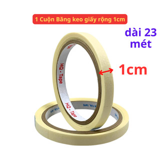 1 cuộn băng keo giấy, rộng 1cm, dài 23 mét, lõi giấy 3mm - siêu thị băng keo