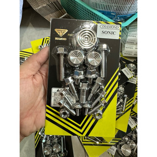 Bộ ốc ghi đông Satria Sonic Salaya inox 304 mẫu Thái V2 bộ ốc chảng ba Satria Sonic Salaya inox 304 mẫu Thái V2