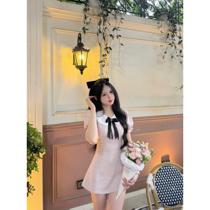 💓VÁY THIẾT KẾ TIỂU THƯ HAZEL | JUJUBAE (Tặng kèm nơ đính đá) (Màu hồng nhạt pastel)