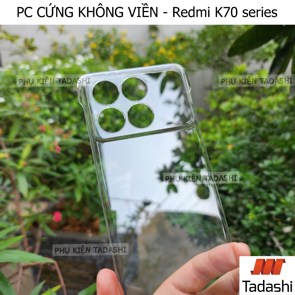 Ốp Lưng KHÔNG VIỀN Xiaomi Redmi K70/ K70 Pro/ K70E, K60/ K60Pro Trong Suốt Không Ố Vàng, Nhựa PC CỨNG Mỏng Bảo Vệ Camera