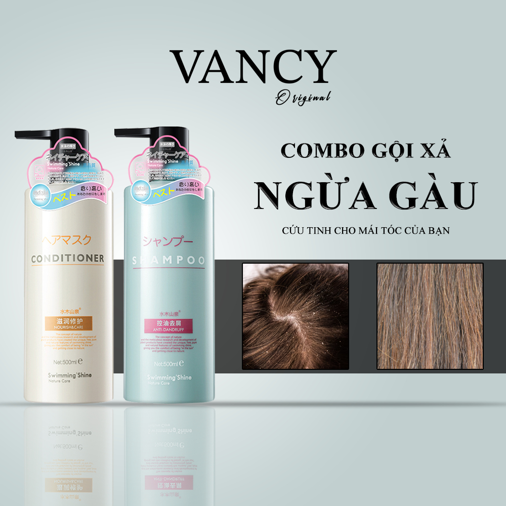 Combo Dầu Gội, Dầu Xả Ngăn Ngừa Gàu Kết Hợp Hương Nước Hoa Pháp Lưu Tới 48h, Vancy