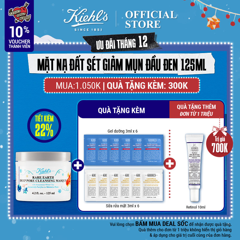 Mặt Nạ Đất Sét Kiehl's Rare Earth Deep Pore Cleansing Masque 125ml