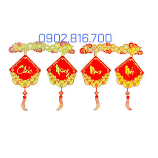 Chữ dán CHÚC MỪNG NĂM MỚI bằng mouse dẻo 60x40cm trang trí tết