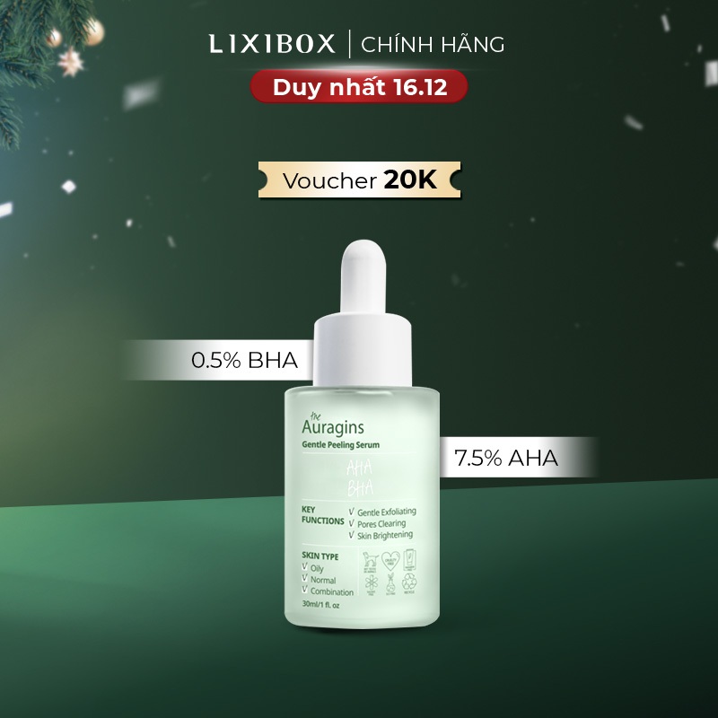 Tinh Chất Tẩy Tế Bào Chết The Auragins 7.5% AHA + 0.5% BHA Gentle Peeling
