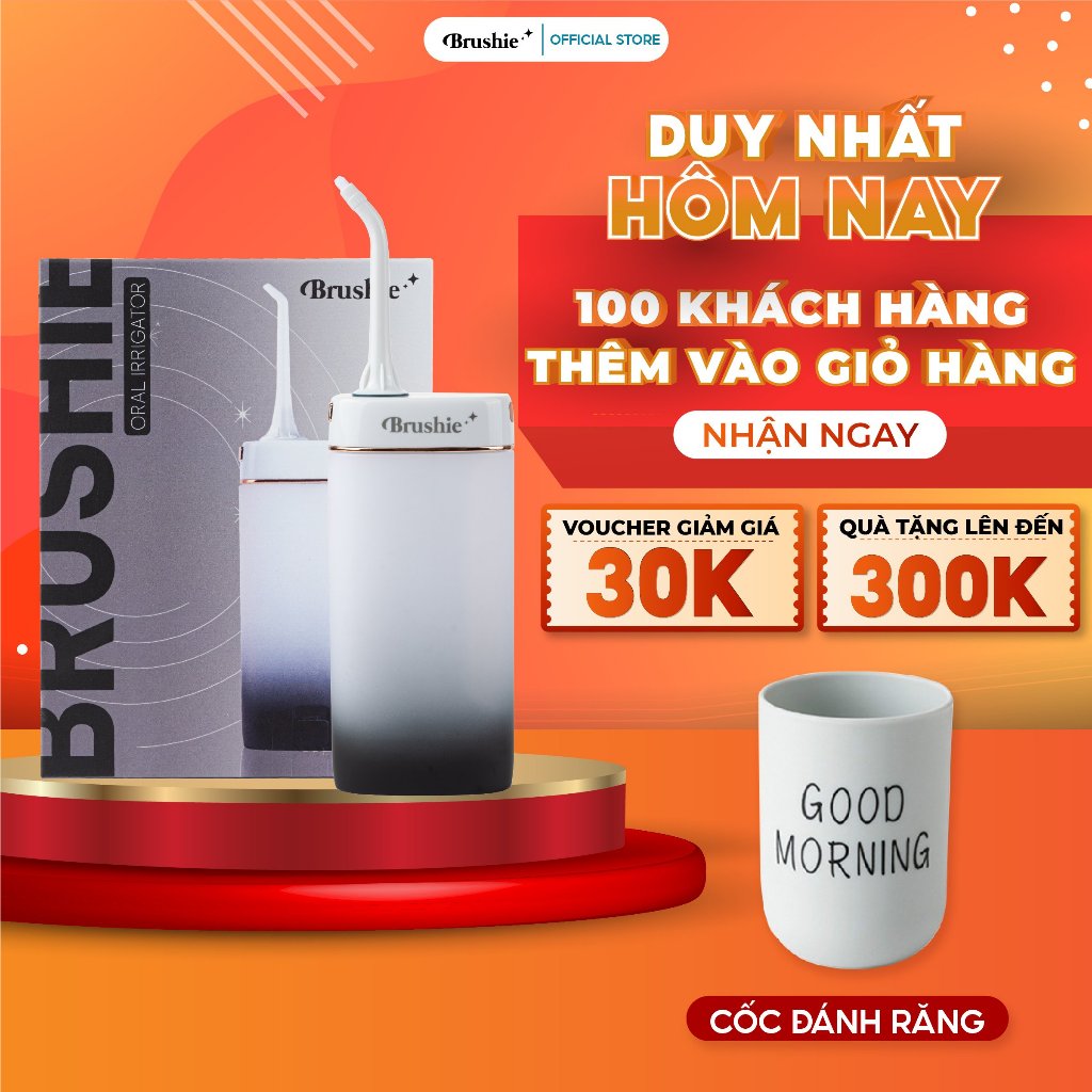 Tăm nước cầm tay Brushie chính hãng tăm nước du lịch thế hệ mới bảo hành 12 tháng 1 đổi 1