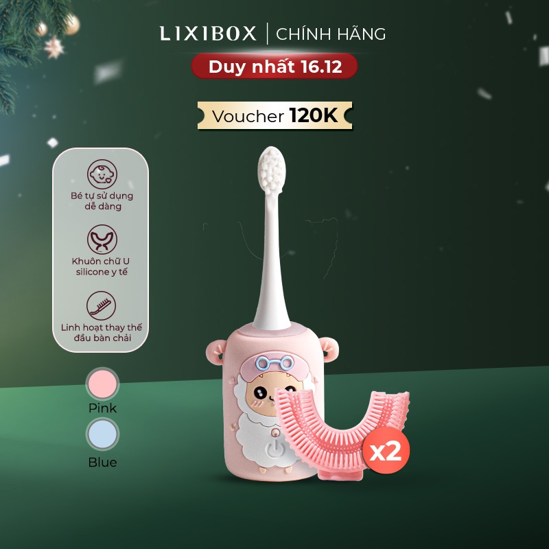 Combo Bàn Chải Điện + 1 Đầu Bàn Chải Cho Bé Halio Smart Sonic U-Shaped