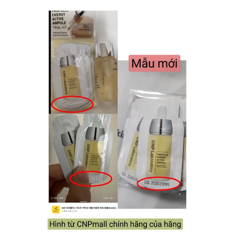 Set 5 gói Sample Tinh Chất Keo Ong Vang Phuc Hoi Da CNP Laboratory Propolis Energy Ampule