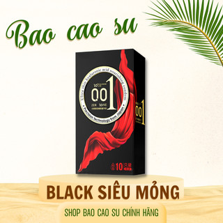 Bao cao su Juncai Thin 001 Square Black, Gel bôi trơn gốc nước, size ôm sát vừa vặn cho cảm giác chân thật - Hộp 10 BCS