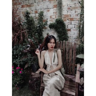 áo yếm linen cột dây hở lưng ( có may theo số đo)
