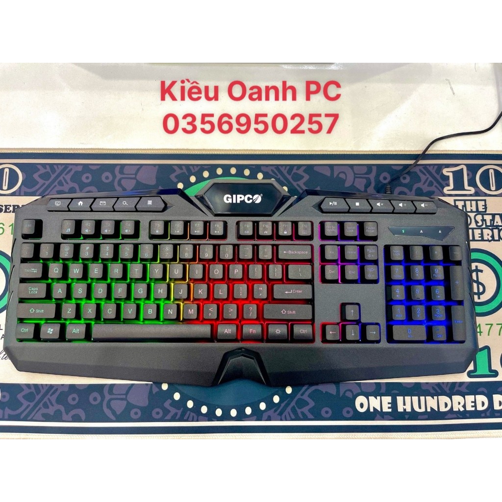 Bàn Phím Giả Cơ Chơi Game K9800 Gipco Có Led , Cổng Usb