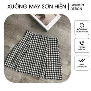 Chân váy chữ a chân váy kẻ dạ cạp cao ms8881