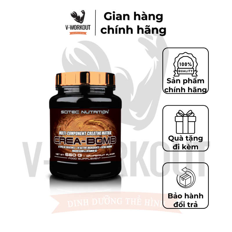 CREATINE Đa Chất | CREA - BOMB 660G PASSION FRUIT FLAVOUR | Tăng Cơ Tăng Sức Mạnh Sức Bền 660g | SCITEC NUTRITION