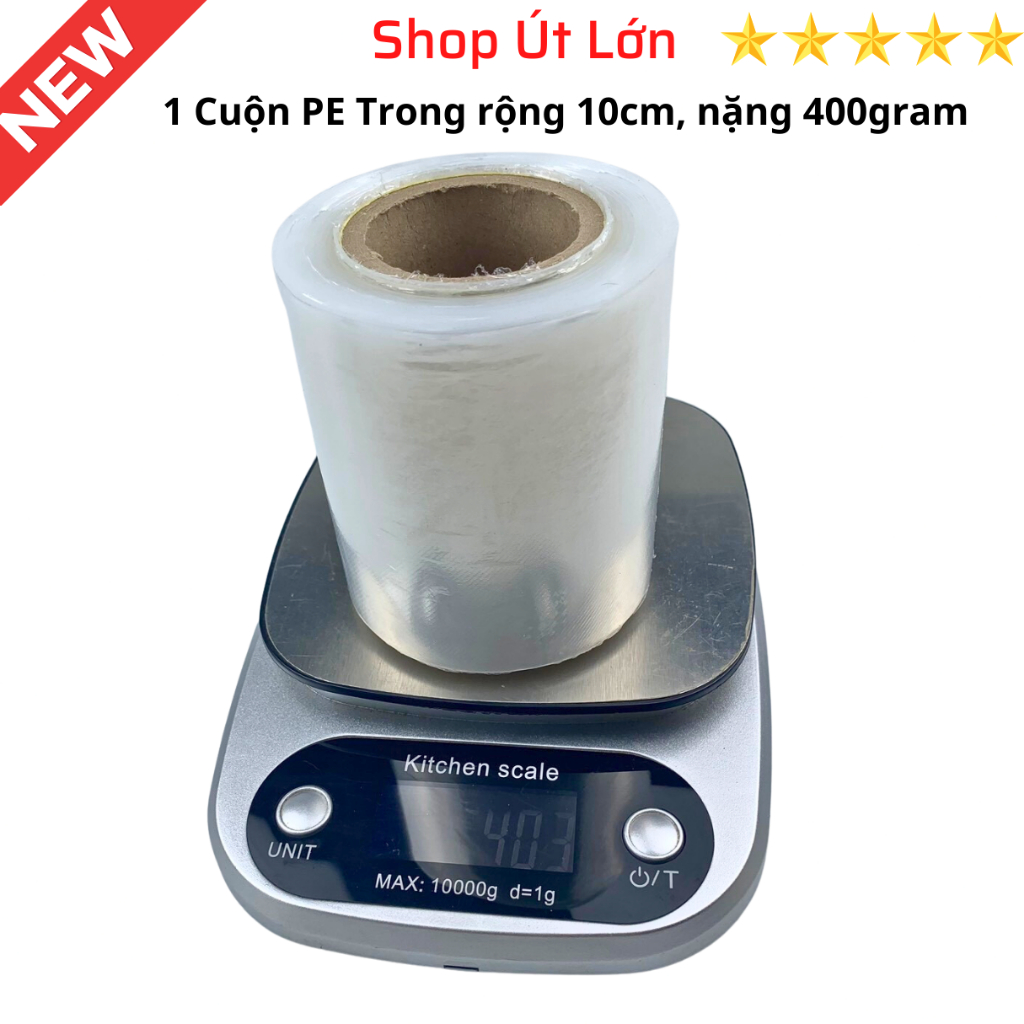 Màng PE trong 10cm, trọng lượng 400gram, lõi giấy 55gram
