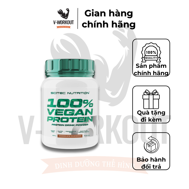 Vegan Protein |  Scitec Nutrition Vegan Protein hộp 1000g - 30 serving - Bổ sung protein chay, tăng 