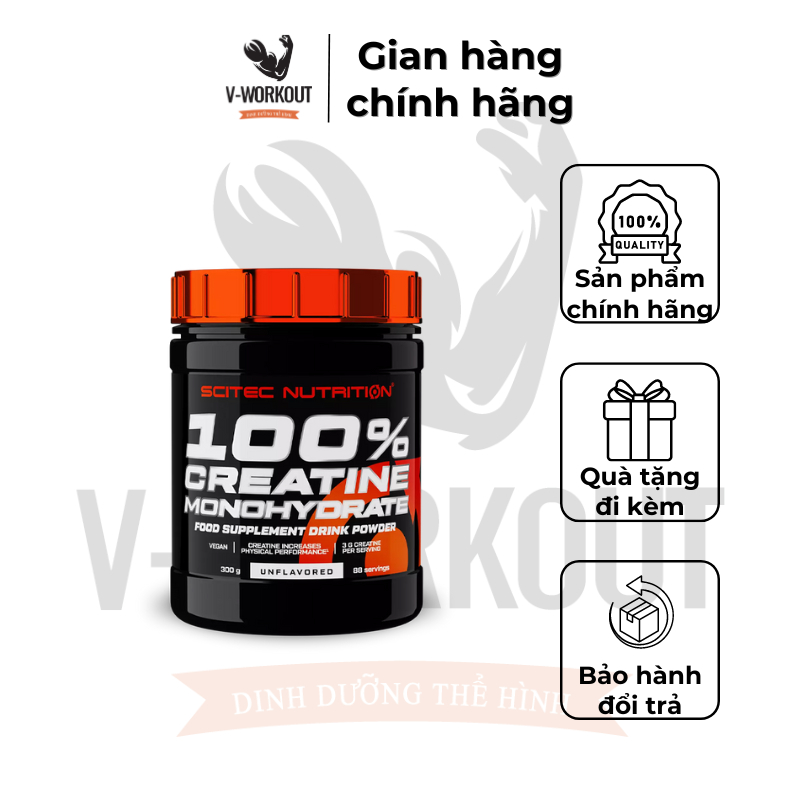 Creatine | Creatine Monohydrate 300G - Tăng Năng Lượng Sức Mạnh Sức Bền, Bơm Máu Vào Cơ | SCITEC NUTRITION