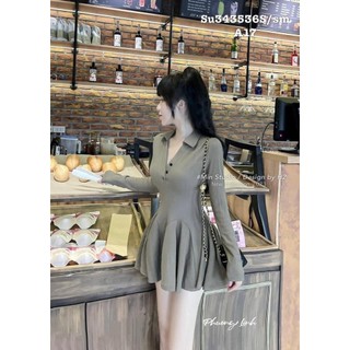Váy body cổ sơ mi cài nút dáng xòe siêu xinh ka2