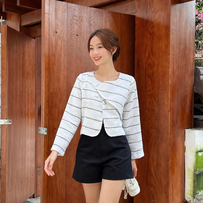 Quần short lưng cao phong cách parisian đơn giản thanh lịch idée