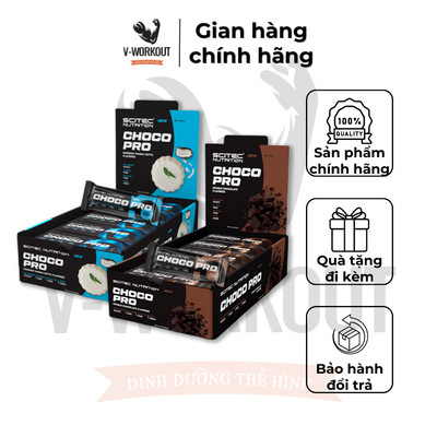 Bánh Protein|CHOCO PRO Scitec Nutrition hộp 20 thanh | Bánh Protein thay bữa ăn phụ, nạp protein|Chứa 18g Protein/ Thanh