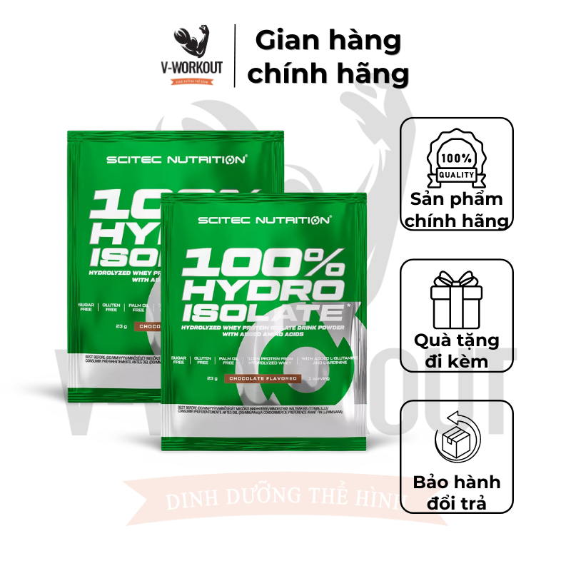 HYDRO WHEY | 100% Hydro Isolate SCITEC NUTRITION - Chocolate | Whey thủy phân tinh khiết 0% Carb, Fat, giảm cân tăng cơ.