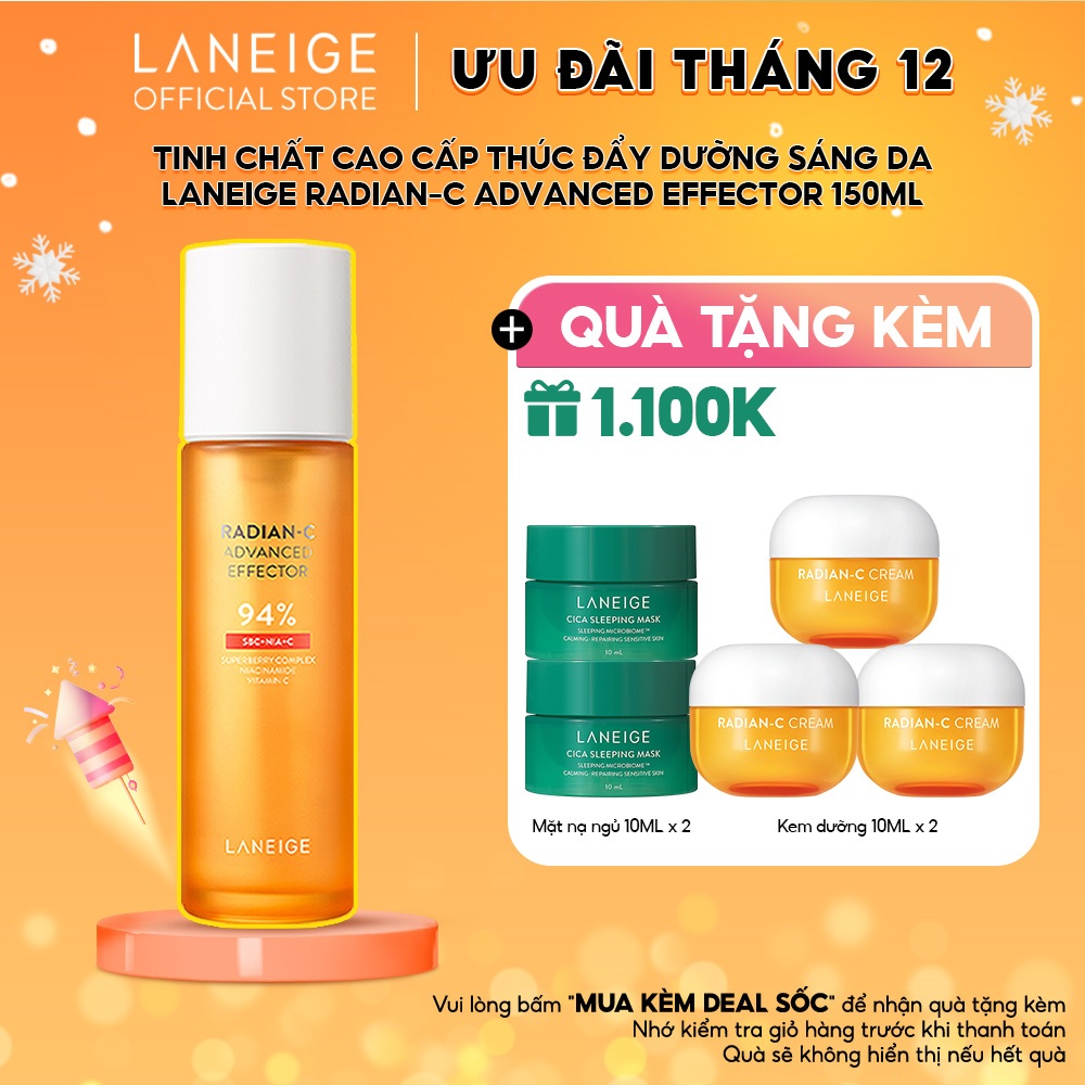 [NHẬP COSLAN3 -100K] Tinh chất cao cấp thúc đẩy sáng da Laneige Radian-C Advanced Effector 150ml