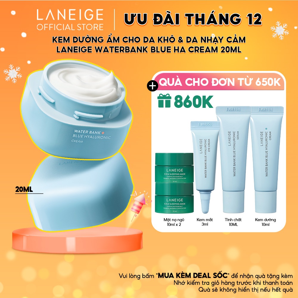 Kem Dưỡng Ẩm Cho Da Khô & Da nhạy cảm  Laneige WaterBank Blue HA Cream 20ml