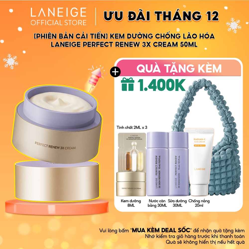 [NHẬP COSLAN4 -200K] Kem dưỡng chống lão hóa Laneige Perfect Renew 3X Cream 50ml